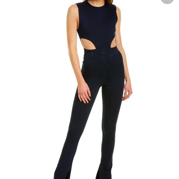 New Denim romper jumpsuit with cut outs - Picture 1 of 4